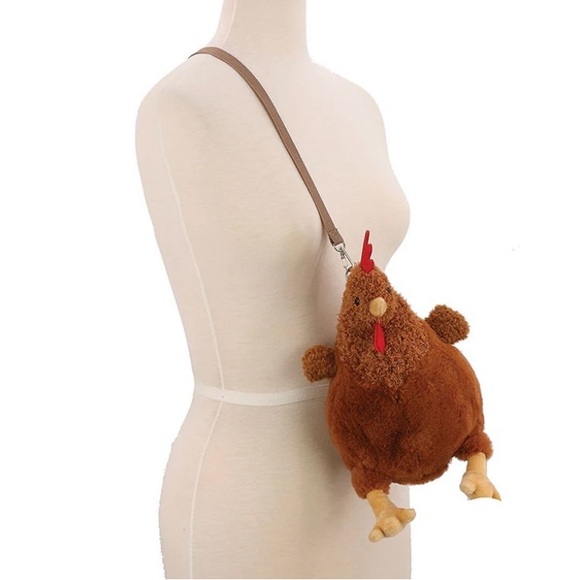 NWT Plush Chicken Crossbody Bag - Brown - Picture 5 of 6